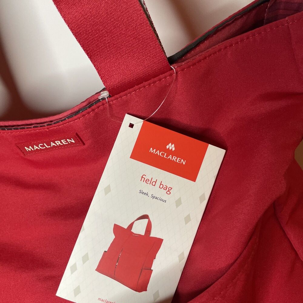 Maclaren Red Field Bag Diaper Tote with Pockets, Pad & Adjustable Strap NEW - Picture 5 of 15